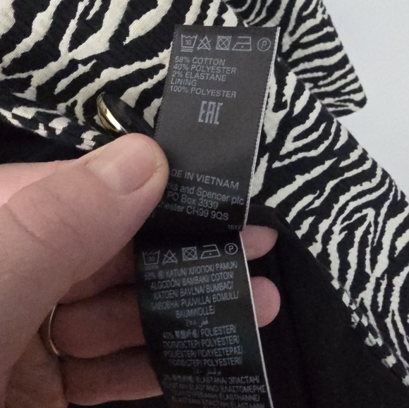 Per Una Black Mix Zebra Animal Print Lightweight Coat Size 6 US Size 10 UK - Picture 6 of 16